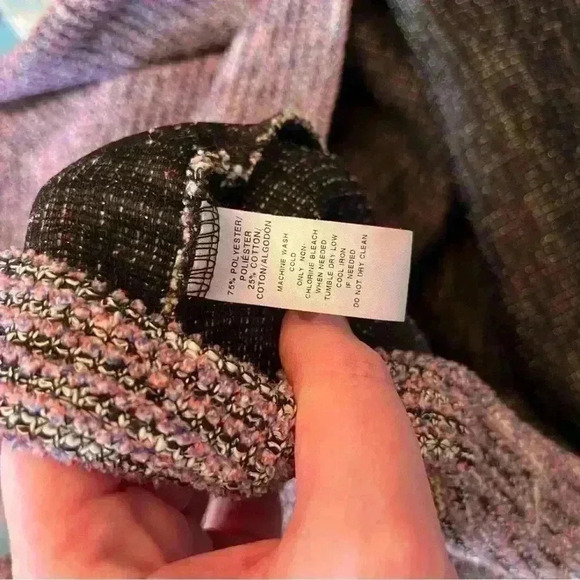 Loft Women Sweater Size M Pink Boucle Tweed Knit 3/4 Sleeve Mock Turtleneck - Picture 7 of 10